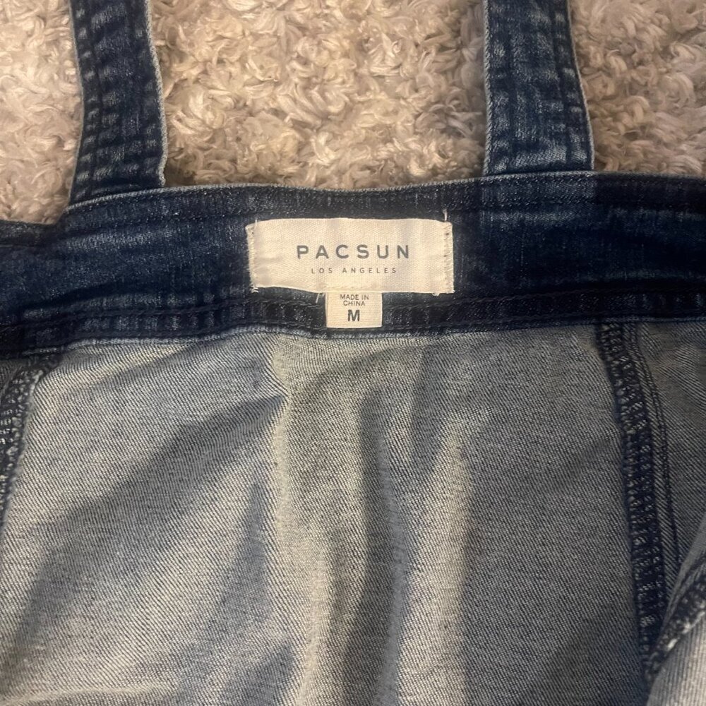 PacSun Zip-Front Denim Pinafore Dress Size M - Picture 6 of 9